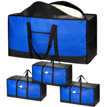 4 Pack 120L Extra Large Storage Box with Lid for Moving House, Strong Moving Boxes Bags with Zips for Clothes, Duvet, Underbed, Travelling, Packing
