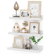 Floating Shelves Set of 3, 40 cm White Floating Shelves Wood Wall Mounted Shelf Picture Ledge Shelf Kids Bookshelf for Living Room Kitchen Bedroom