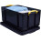 Really Useful Really Useful Box Plastic Storage 48 Litre Solid Black with Yellow Handles 3
