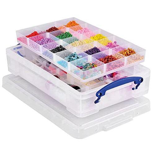 Really Useful Really Useful Box Plastic Storage 4 Litre Clear with 2 x Hobby Trays 1