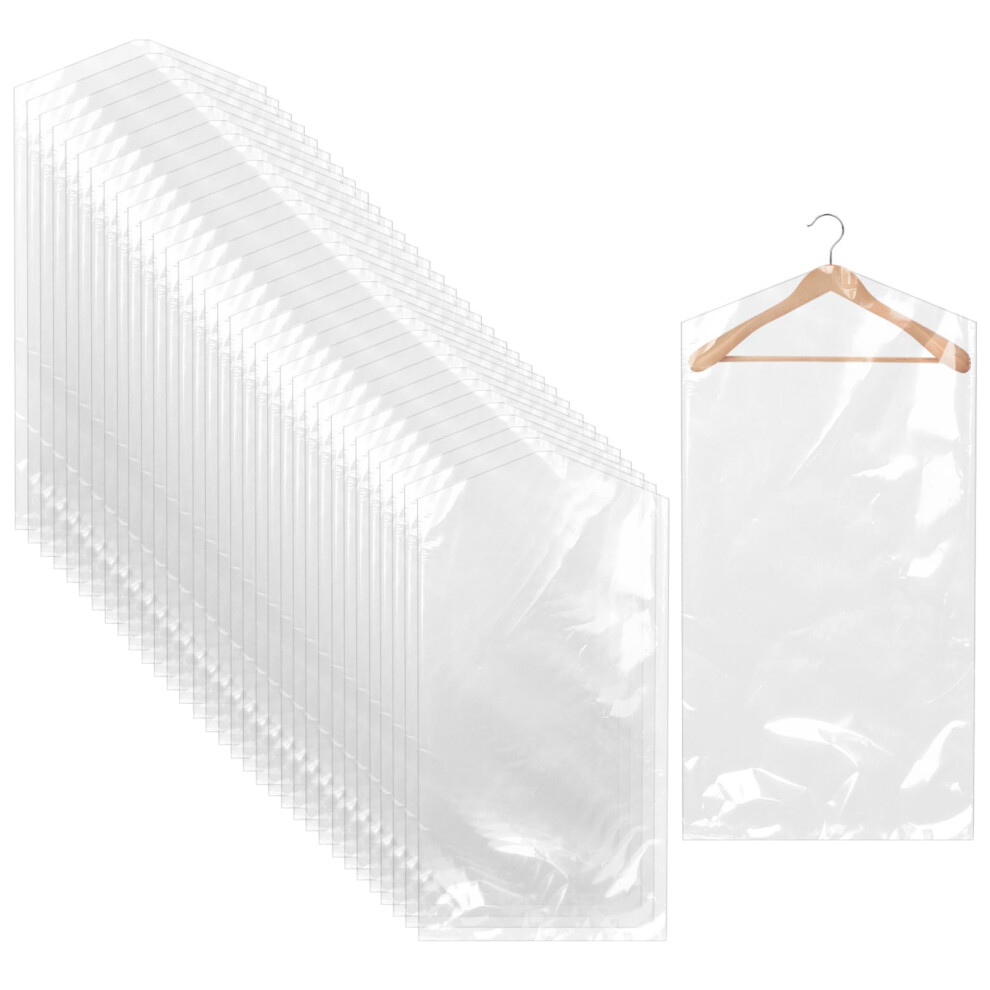 Nwvuop 50 Pack Plastic Clothes Covers Protector Bags 23.6? 35.4 Inches Clear Garment Bags Dry Cleaning Bags