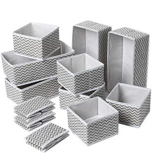 Evance Pack of 12 Non-Woven Foldable Drawer Organizer for Underwear, Bras, Ties, Socks Storage Box with Compartment Space Saving (12 Pieces, Grey)