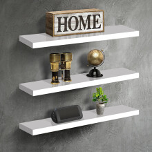 UTOKON Floating Shelves for Wall - Set of 3 White Shelves, Mounted Decorative Display Shelves for Bathroom, Bedroom, Living Room