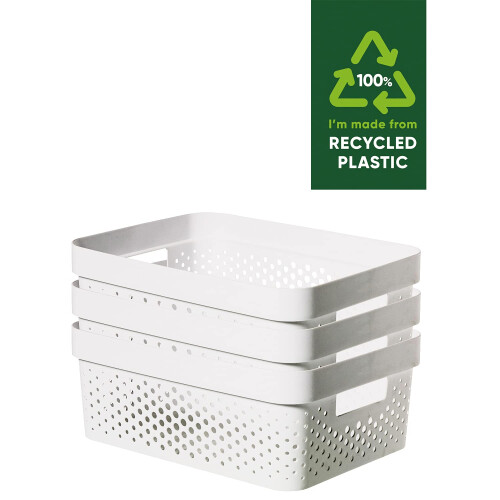 Curver Curver Infinity Dots Set of 3 100% Recycled Medium Storage Baskets 11 Litres - White 1