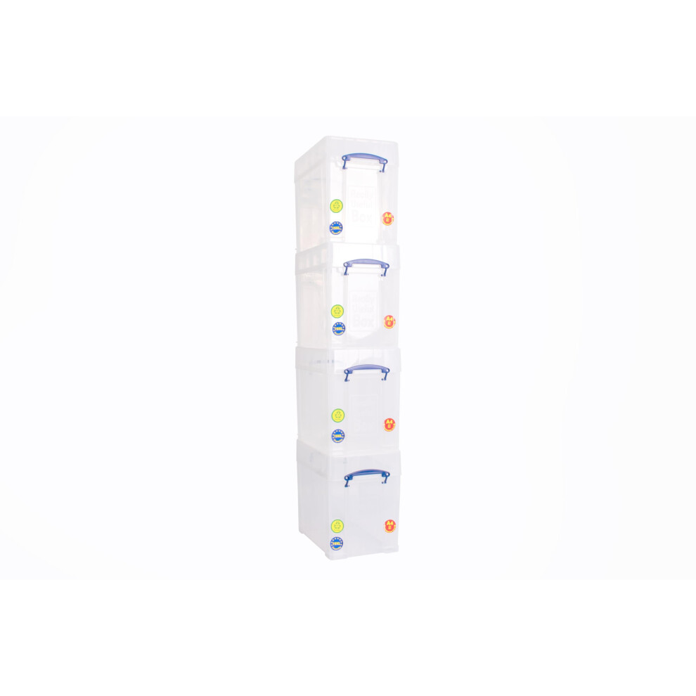 Really Useful Box Plastic Storage 19 Litre With Xl Lid Clear (Pack Of 4)