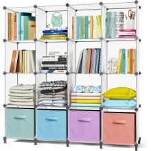 AWTATOS Bookcase 16 Cube Storage Unit Bookshelf Cube Storage DIY Cube Unit, Ideal for Bedroom, Living Room, Office, 49.2 "L x 11.8 "W x 37.2 "H White
