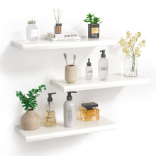 BHFOW White Floating Shelves for Wall,Invisible Wall Mounted Shelf Set of 3,White Shelves for Bathroom,Bedroom,Living Room and Kitchen Decoration