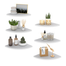 HORLIMER White Corner Shelf Unit Set of 6, Wooden Floating Corner Shelves for Wall - Suitable for Bathroom, Bedroom, Kitchen, Living Room