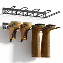 zacurter Welly Boot Rack - Wall Mounted Welly Boot Stand for 4 Pairs - Metal Welly Boot Storage Rack for Outdoor and Indoor - Shoe Storage Rack for