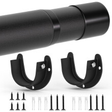 GOOWIN 43-95cm Extendable Wardrobe Rail,32MM Heavy Duty Wardrobe rod with Screws and End Sockets for Clothes,Wardrobe,Bathroom (Black)