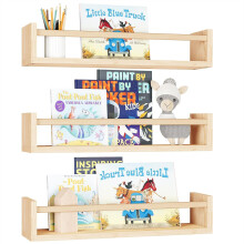 Nursery Book Shelves, 16.5 Inch Floating Book Shelves for Wall Set of 3, Baby Nursery Decor, Solid Wood Wall Mounted Shelves for Children's Room,