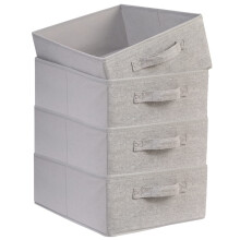 OVAKIA 4 Piece Clothes Drawer Organisers, Foldable Storage Box Shelf Fabric Wardrobe Organiser Box Bins with Handles for Socks Underwear Toys