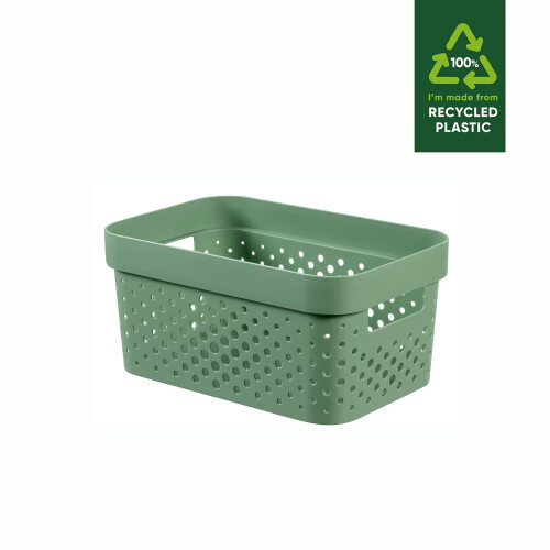 Curver Curver Infinity Dots Set of 4 Rectangular 100% Recycled Small Storage Boxes 4.5 Litres - Green 1