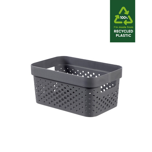 Curver Curver Infinity Dots Set of 4 Rectangular 100% Recycled Small Storage Boxes 4.5 Litres - Grey 1