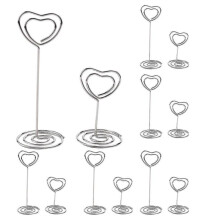30 Pcs Card Holder Heart Shape Table Picture Stand Wire Tabletop Photo Holder Clips for Wedding Par