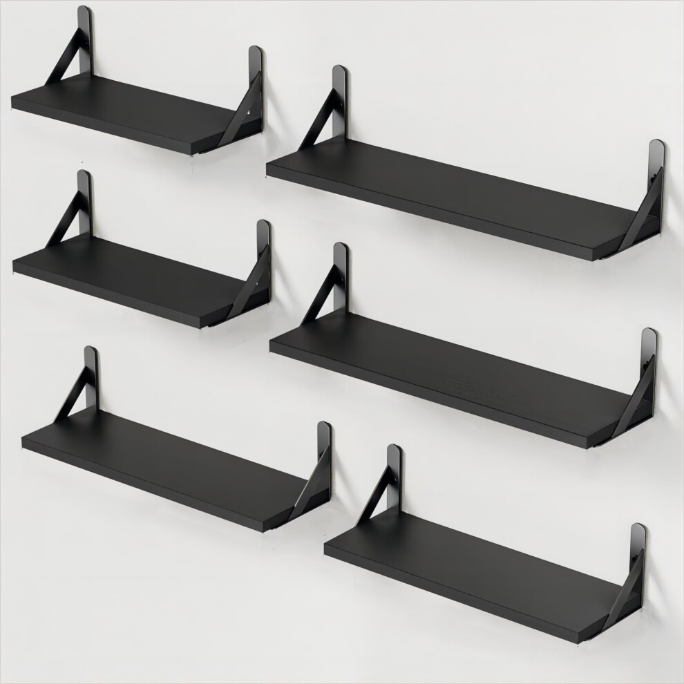 Pipishell Floating Shelves Set Of 6, Wood Floating Shelves For Wall Decor, Rustic Farmhouse Wall Shelves For Bedroom, Bathroom Shelves For Wall