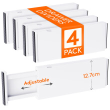 Lifewit 4 Pack Drawer Dividers Plastic 5" High, 13.5-22" Adjustable Drawer Organisers for Clothes, Expandable Dresser Separators in