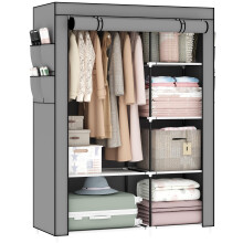 OPPAIYA Canvas Wardrobe, Pop up wardrobe, Fabric Wardrobes Shelves with Hanging Rail, 105 x 45 x 165 cm, Great temporary wardrobe for bedrooms