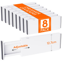 Lifewit 8 Pack Drawer Dividers Plastic 5" High, 13.5-22" Adjustable Drawer Organisers for Clothes, Expandable Dresser Separators in