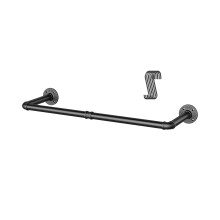 OROPY Industrial Pipe Clothes Bar Rack, 92cm Wall Mounted Detachable Retro Metal Garment Hanging Storage Rail (Double Base)