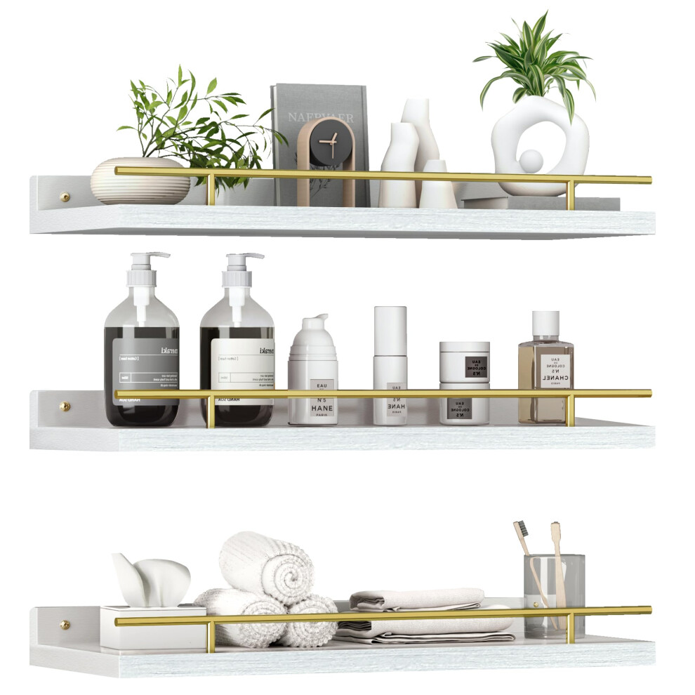 Zvzm Floating Shelves Wall Mounted Shelf, 3 Set Wood Shelves For Wall, Picture Ledge Display Racks Spice Racks Decorative Wooden Wall Shelves For 5051220945126