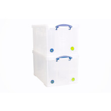 Really Useful Box Plastic Storage 84 Litre Clear (Pack Of 2)