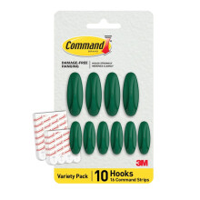 Command Designer Adhesive Hooks, Watermelon Color - 10 Wall Hooks (4 Large, 6 Medium) & 16 Indoor Adhesive Strips (8 Large, 8 Medium) - Damage-Free