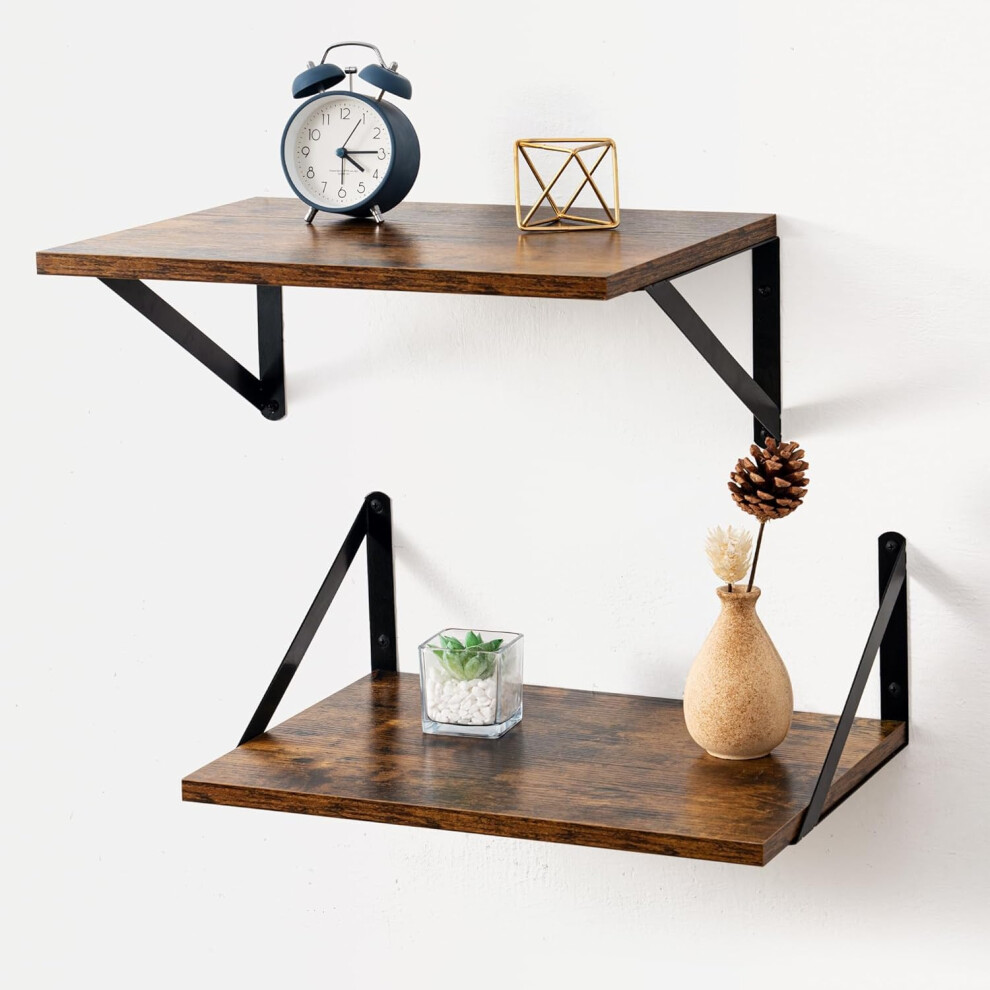 Mardili 12 Inch Deep Floating Shelves For Wall, 16W X 12D Wood Wall Shelves Set Of 2-Dark Brown 5051220943085