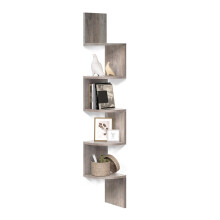 VASAGLE 5-Tier Corner Shelf, Display Floating Shelf in Living Room, Study, Kitchen, Bedroom, for Plants, CDs, Decorations, Modern, Heather Greige