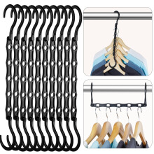 HOUSE DAY Black Magic Space Saving Hangers, Premium Smart Hanger Hooks, Sturdy Cascading Hangers with 5 Holes for Heavy Clothes, Closet Organizers and
