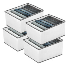EASEVE 4 Pack Wardrobe Closet Organiser and Storage for Clothes - 7 Grids Foldable Drawer Dividers Organizer for Jeans | Trousers | Shirts | Pants,