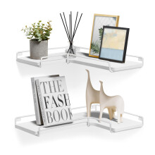 VASAGLE Floating Shelves, Set of 2, L-Shaped Corner Shelves for Wall, Corner Wall Shelf, Industrial Style, for Living Room, Bedroom, Kitchen, Cloud