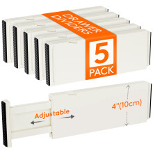 Lifewit 5 Pack Drawer Dividers Plastic 4" High, 11-17" Adjustable Drawer Organisers for Clothes, Expandable Dresser Separators in