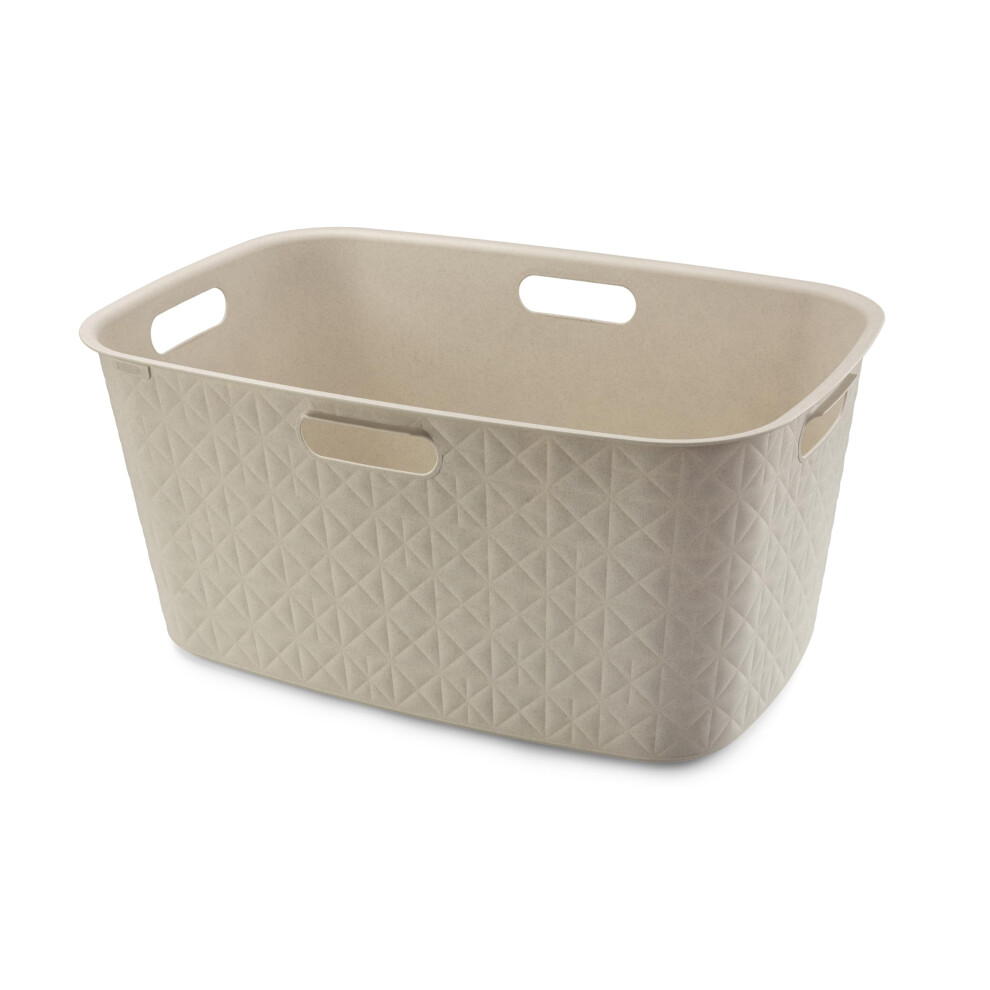 Curver Softex 45L Laundry Basket ? Soft-Touch Texture, Lightweight, 4 Comfort Grips, Made With 70% Recycled Plastic, Chalk White