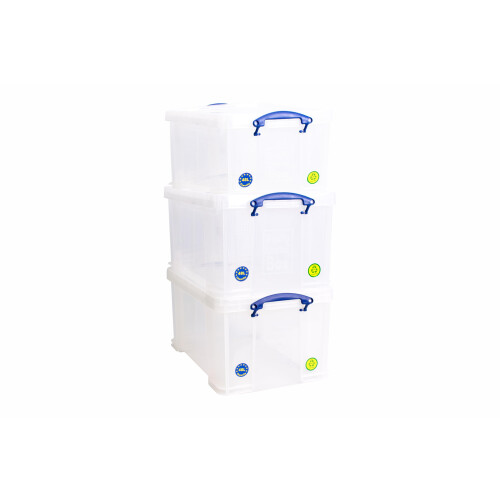 Really Useful Really Useful Box Plastic Storage 48 Litre Clear (Pack Of 3)