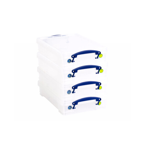 Really Useful Really Useful Box Plastic Storage 4 Litre Clear (Pack Of 4)