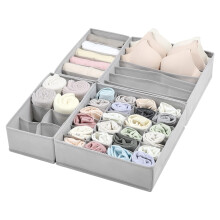 Vtopmart 4 Pack Underwear Drawer Organizers Set, 6+7+8+24 Cells Clothes Drawer Dividers Dresser Organizers Bins for Socks, Bras, Scarves, Ties,