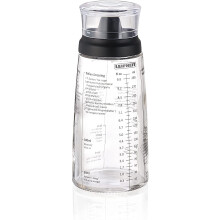 Leifheit Salad Dressing Shaker, 5 Imprinted Recipes, Glass Bottle, Non-Drip Spout, Dishwasher Safe, Black Transparent, 300 ml Measuring, Salad