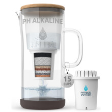 pH Restore Glass Alkaline Water Filter Jug - 3.5L Filter Water Jug with Multi-Stage Filtration, Reduces Fluoride Chlorine & impurities, Water Filter