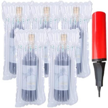 CL-Link Wine Bottle Protector 15 Pack Reusable Bubble Cushion Wrap Sleeves Inflatable Bags with Pump for Airplane Travel Transport Safety Shipping