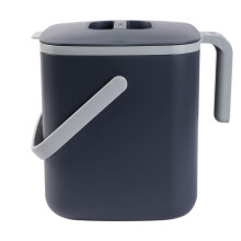 BLUE GINKGO Kitchen Compost Bin [5L] ? Filter-Free, Odor-Tight Countertop Food Waste Pail with Handles (Made in Korea, Grey)