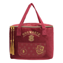 Warner Bros Harry Potter Gryffindor Alumni Lunch Bag ? Official Red Velvet Insulated Lunch Tote with Embroidered Hogwarts Crest, Tassel Zippers ?