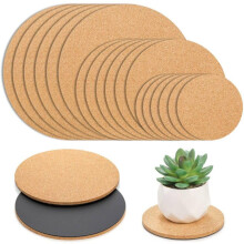 WUWEOT 18 Pack Cork Plant Coasters, 4/6/8 Inch Round Plant Mat Bulk, 0.2" Thick Soft Cork Trivet for Garden, Courtyard, Pot Mat, Indoor Outdoor and