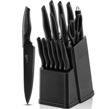 Kitchen Knife Set, Homikit 15Pcs Knife Block Set with Steak Knives, Stainless Steel Sharp Knife with Ergonomic Handles for Cutting Slicing, Non-Rust &