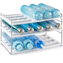mepure Extendable Water Bottle Storage Organiser, Adjustable Bottle Holder for Kitchen & Cupboard Storage, 3 Tier Wine Rack for Multifunctional Water