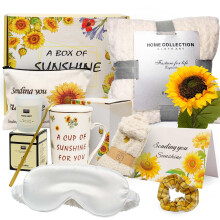 TOYIYAR Get Well Soon Gifts, Birthday Gifts for Women, Sunflower Gifts, Sending You Sunshine, Unique Relaxation Gifts Box with Luxury Flannel Blanket