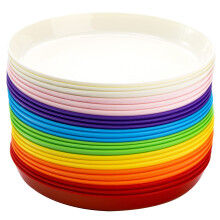 Frcctre 24-Pack Kids Plastic Plates, 7-Inch Colorful Toddler Dinner Plates, BPA-Free Reusable, Perfect for BBQ, Travel, Events - Dishwasher Safe, 8