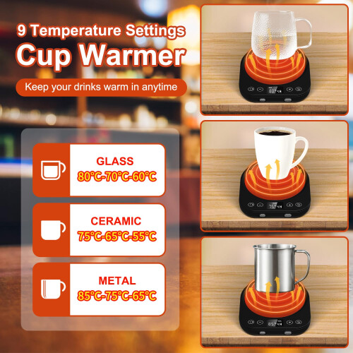 CEROBEAR Coffee Mug Warmer for Desk Cup Warmer for Home Office with Gravity Sensor 9 Temperature Setting(55-85?) & 9 Hours Auto-on/Off Function for 1