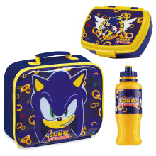 Sonic The Hedgehog Kids Lunch Box 3 Piece Set Insulated Lunch Bag Snack Box 430ml Water Bottle BPA Free School Travel Official Merchandise
