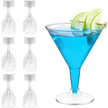 36 Pack Plastic Martini Glasses, 210ml Clear Party Cocktail Glasses Reusable Dessert Shooters Drinkware for Champagne, Mocktail, Margarita, Christmas